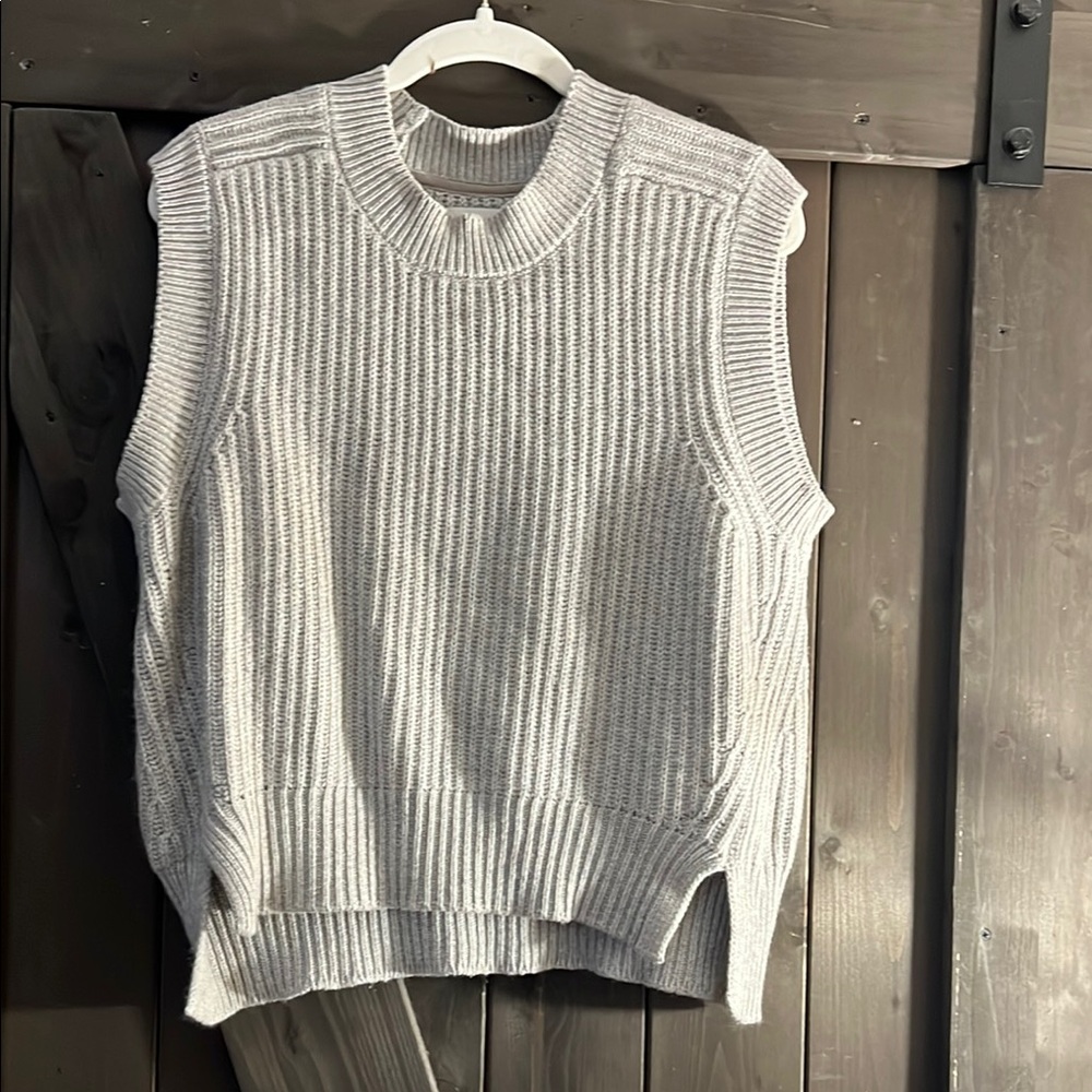 Gray Sleeveless Knit Sweater